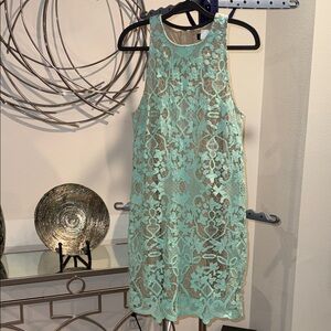 VENUS Mint Lace Mini Dress